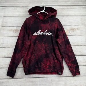 Standard Issue Hoodie Mens Size Medium Red Black Tie Dye Alkaline Streetwear